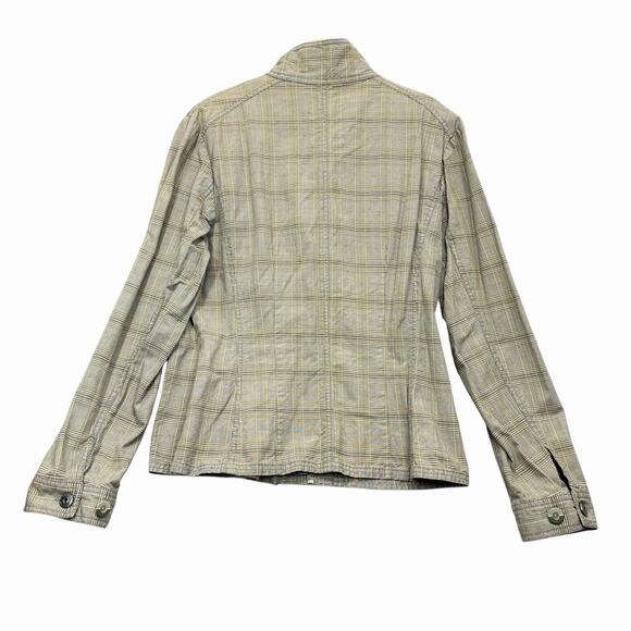 Street One Womens Plaid Military Jacket Sz L Olive Green Yellow Utility Unlined - Picture 8 of 12